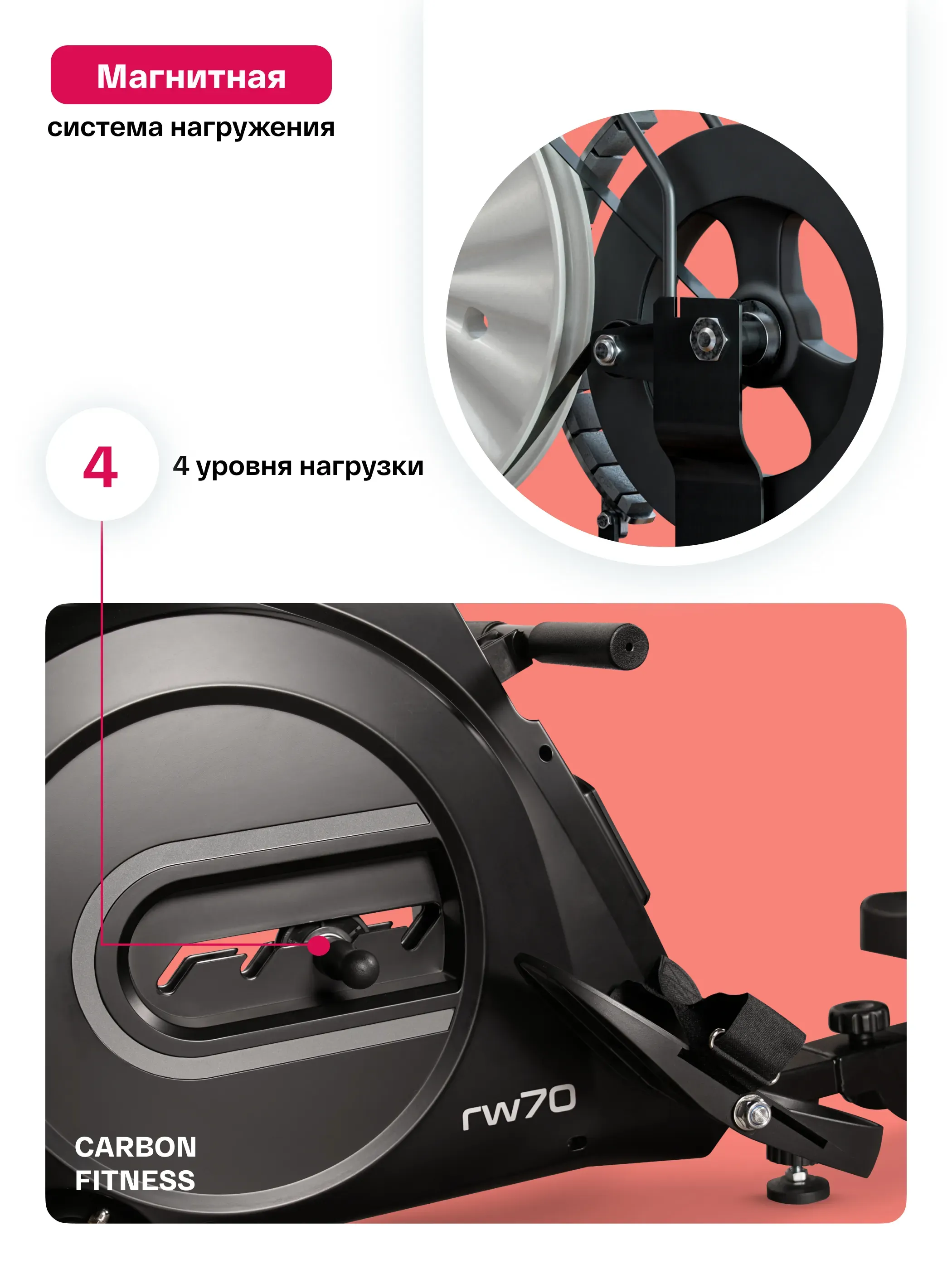 Гребной тренажер домашний CARBON FITNESS RW70