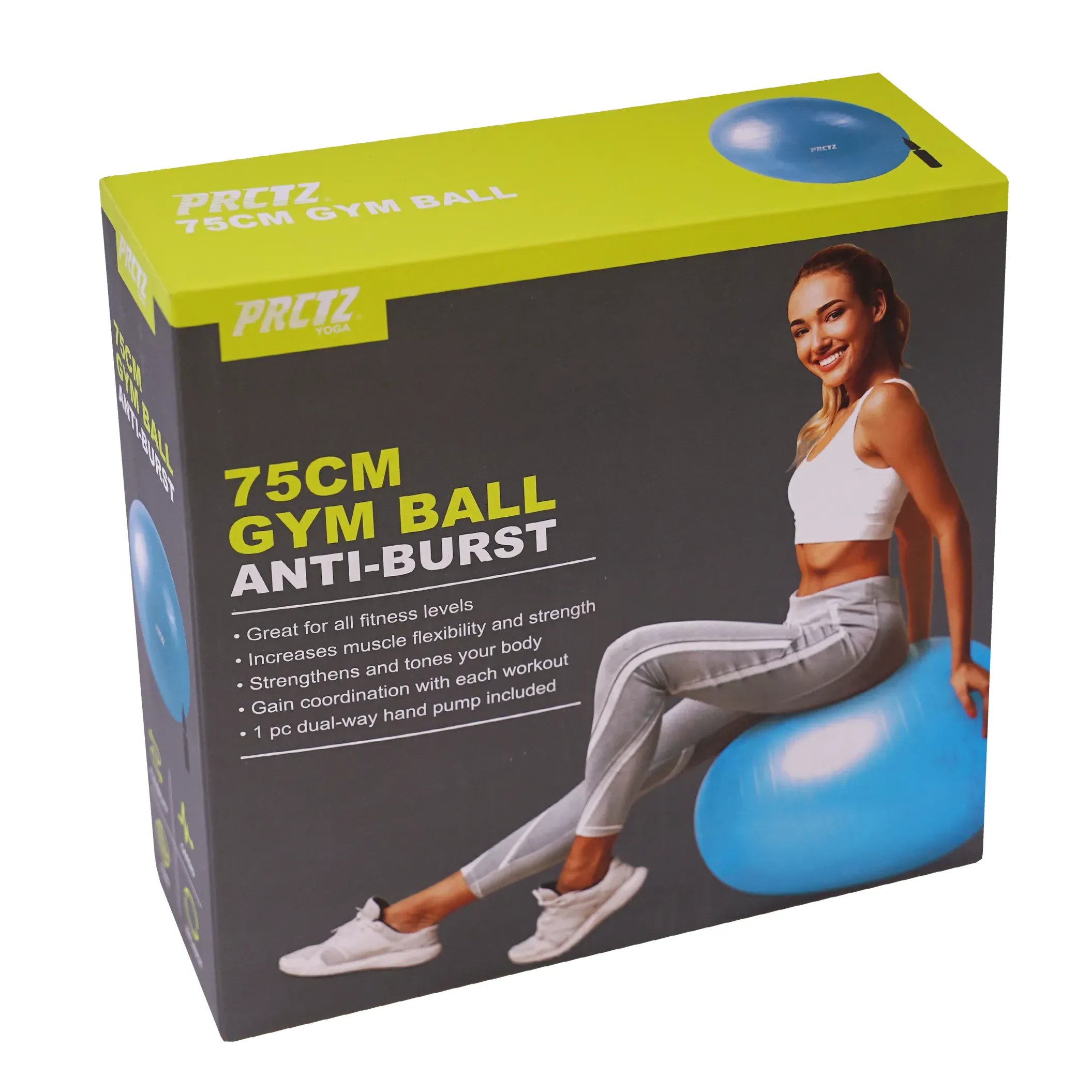 Мяч гимнастический PRCTZ GYM BALL ANTI-BURST, 75 см.