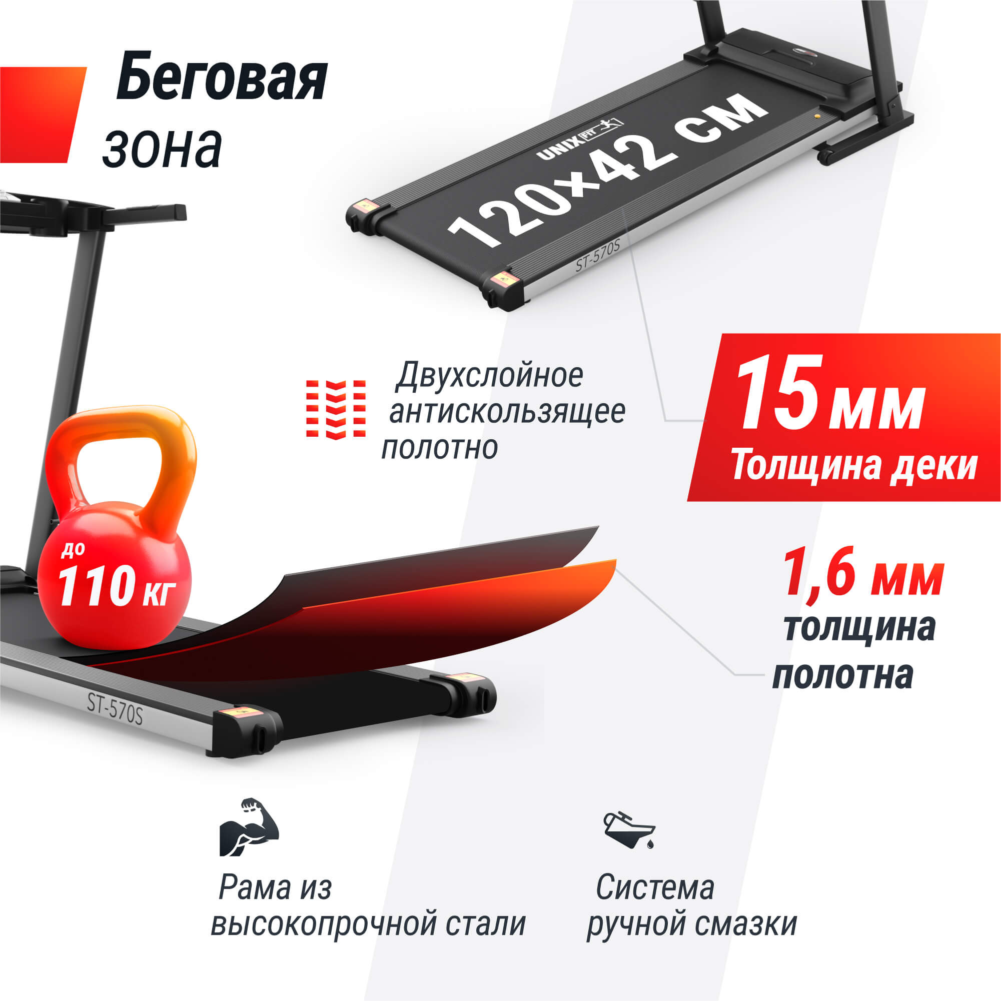 Беговая дорожка UNIX Fit ST-570S